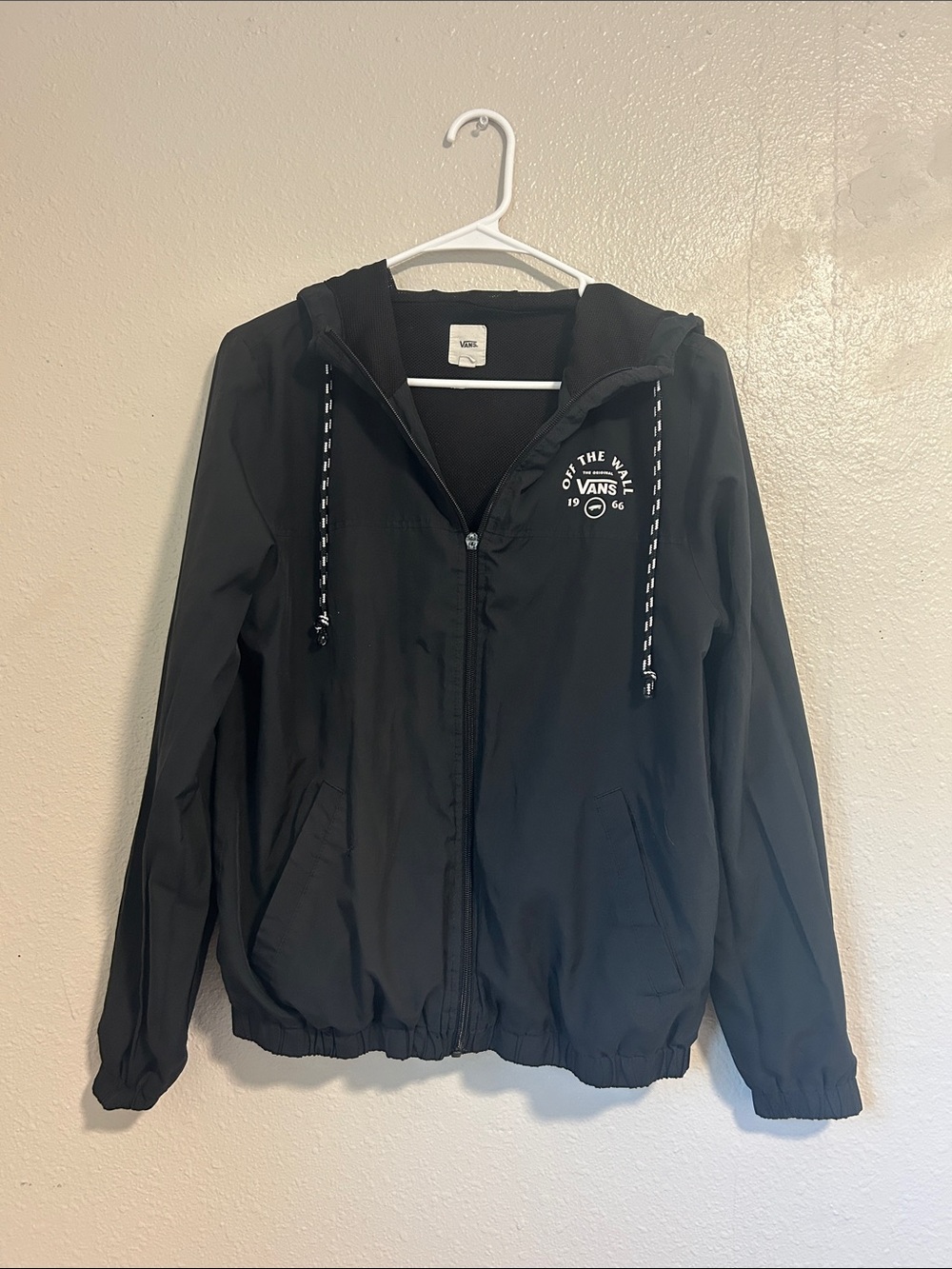 Vans Black Hooded Zip Windbreaker Jacket